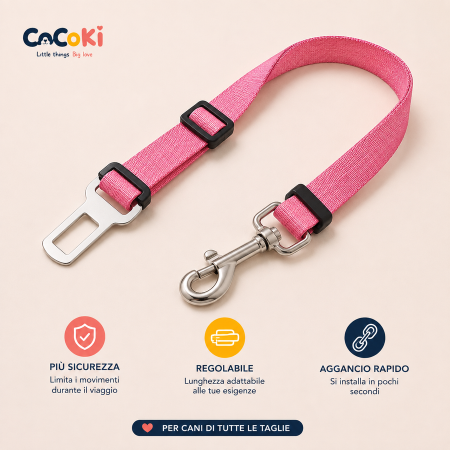 COCOKI BELT™: Cintura di Sicurezza Regolabile per Cani in Auto