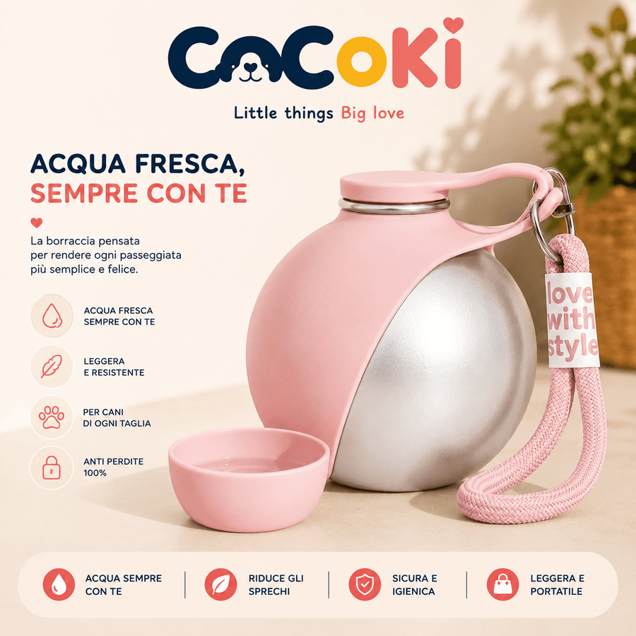 COCOKI Go™: Borraccia Portatile per Cani - Acqua Fresca in Movimento